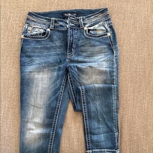 Miss Me Los Angeles Curvy Ankle Skinny Women's Jeans in Faded Blue Wash